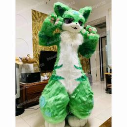 Halloween Green Husky Dog Mascot Costume Top quality Cartoon Plush Anime theme character Christmas Carnival Adults Birthday Party Fancy Outfit