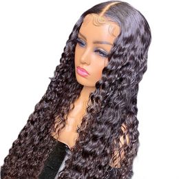 monofilament wigs Canada - 180Density 26Inch Black Deep PrePlucked Afro Curly Middle Part Glueless Lace Front Wig For Women With Baby Hair High Temperature comfortable