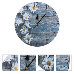 Wall Clocks Clock Farmhouse Daisy Kitchen Decor Hanging Sunflower Round Decorative Sets Bathroom Pendulum Art Flower HomeWall