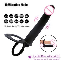 Double Penetration Dildo Anal Vibrator Adult Erotic sexy Products Shop Toys For Men Couples Women Massager Strapon Faloimitator
