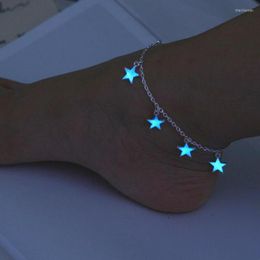 Anklets Luminous Glowing Barefoot With Star Tassels For Women Summer Vacasion Sandal Beach Foot Chain Ankle Bracelet Marc22