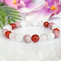 MG1491 Strand Cancer Zodiac Gemstone Bracelet Moonstone Rose Quartz Carnelian Rhodonite Healing Crystals Jewellery July Birthstone