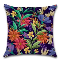 Cushion/Decorative Pillow Colourful Flowers Leaves Plant High Quality Print Cushion Cover Case Decoration For Home Room Sofa Chair Friend Gif