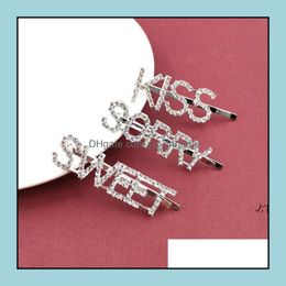 Other Home Garden 15 Styles Sier Gold Letter Word Rhinestone Crystal Hairpin Hairgrip Hairclips Hair Clip Grip Pin Barrette Ornament Pad12