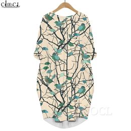 Women Midi Dress Jungle Animals 3D Printed Dress Long Sleeve Pocket Dress Round Neck Loose Robes Fashion Summer Dresses 220616