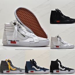 skate shoes high tops UK - SK8 HI TOP Suede Canvas Multi Skateboard Shoes Men's Women's Reissue High Top Zip Sneakers Leather Trainer Surf the web Black Tan Blue Green Sport Casual Skate Shoe Boots