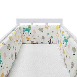 One Piece Children's Crib Bumper Baby Head Protector Baby Bed Protection Bumper Printed Fence Cotton Cot Railing Bumpers For Kid G220421