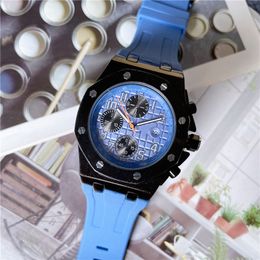 All Dials Working Automatic Date Men Watches Luxury Fashion Mens rubber strapQuartz Movement Clock Gold Silver Leisure Wrist Watch