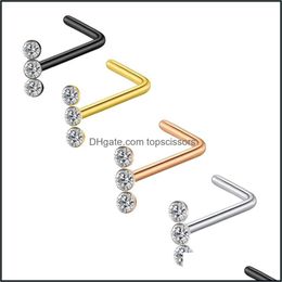 Body Arts Cz Piercing Jewelry Stainless Steel Cubic Zirconia Nose Stud With Rhinestone Drop Delivery 2021 Topscissors Dhkva