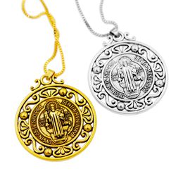 Retro medalla de san of Nursia Patron Medal Pendant Necklaces men's necklace N1787 24inches 2Colors Against Evil Celtic Catholic Religious Jewellery