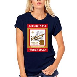 Camisetas masculinas camisetas 2022 Menas de moda Stolichnaya não alcoólico russo vodka impressão camisas personalizadas