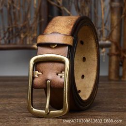 Belts Male Retro Fashion Pin Buckle Belt For Men Head Layer Cowhide Genuine Leather Business Formal Luxury High-quality Designer BrandBelts