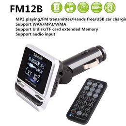 FM12B Bluetooth car kit MP3 FM Transmitter Remote Control Muisc Player With Handsfree Wireless Support TF Card AUX 1.44 Inch LCD