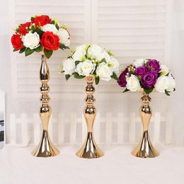 Candle Holders 2pcs/lot Gold Silver Flower Vase Candlestick Wedding Decoration Table Centrepiece Rack Road Lead HomeCandle