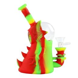 Silicone water bongs one-eyed glass pipes smoking bong pipe heat resistant bubbler with free bowl use for dry herb