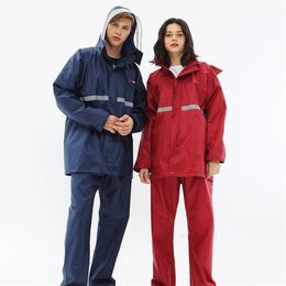 Adults Blue Adult Raincoat Pants Set Pattern Outdoor Red Travel Rain Coat Hiking Camping Fishing Rainwear Rain Gear Suit Y029 201016