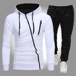 Men's Tracksuits Men's Sets Hooded Oblique Zipper Jackets Sweatpants Tracksuit Men Outdoor Casual Sportswear ClothingMen's