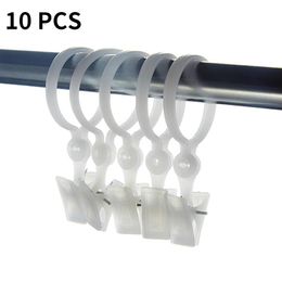 ring clamps UK - Other Home Decor 10pcs Curtain Clips Window Shower Rod Clip Rings Plastic Vintage Drapes Ring Hook Removable Clamps For Roman RodsOther