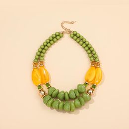 Chains GuanLong Multi-layer Beaded Necklaces For Women Beads Pendant Necklace Acrylic Resin Layered Girls Vintage JewelryChains