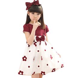 Floral Dress For Girls Summer Mesh Girls Dress Bow Kids Clothes Childrens Dress Spring Teen Girls Clothing 6 8 12 Years 220707