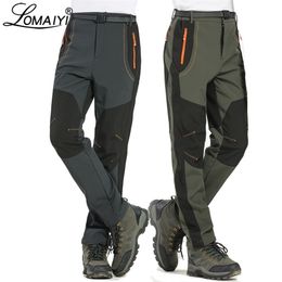 LOMAIYI 5XL Men's Warm Winter Pants Men Fleece Lining Cargo Mens Waterproof Trousers Male Stretch Casual Work AM110 220325