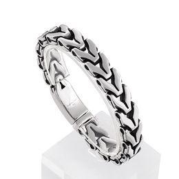 12mm 8.5inch 85g Weight Casting Silver Black Keel Punk Link Chain Bracelet Mens Bracelets Stainless Steel Jewellery for Father .Husband .Friends