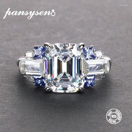 Cluster Rings PANSYSEN 5 Colours Exquisite Women's Wedding Engagement Moissanite Natural Stone 100% S925 Silver Jewellery Ring Size 5-12 Edwi22