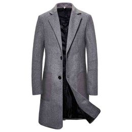 Arrivals Men Winter Wool Blends Coat British Style Slim Fit Long Woollen Brand Windbreaker Jacket Overcoat Men's & T220810