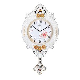 Wall Clocks European Pendulum Home Decor Shabby Chic Creative Clock Retro Silent Living Room Relogio De Parede GiftWall