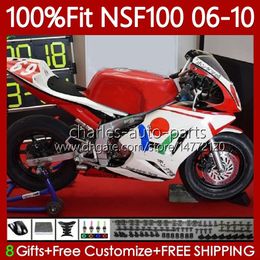 Fibreglass Race Fairings For HONDA NSF100 NSF-100 NSF 100 06 07 08 09 10 Bodywork 116No.42 NS-F100 2006 2007 White orange 2008 2009 2010 Glass Fibre Injection Mould Body