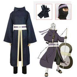 Ninja Come Anime Uchiha Obito Akatsuki Mask Glove Set Anime Clothes Halloween Come Cosplay Come New Arrival Y220516