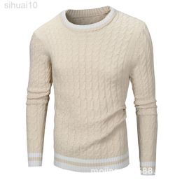 O-neck Patchwork Colour Sweater Casual Warm Street Knitted Sweaters Spring Autumn Fashion Youth College Jumpers Men Clothing L220801