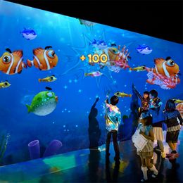 Interactive Whiteboards Projection Wall Interactive Flooring with Multi Touch Users for Ball Pool Throwing Air Ocean Balls Immersive Games Playing Area