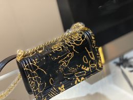 bag Graffiti gold chain one-shoulder cross-body female fashion designer luxury underarm banquet coin purse 5A high-end quality