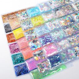 Nail Glitter 6grids/Bag Heart Star Pattern Holographics Flakes Mixed Mirror Geometrics Hexagon Spangles Slices DIY Manicures Prud22