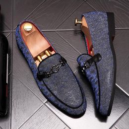 2022 New style blue Pattern Leather Men's Wedding Shoes Italian Luxury Dress Shoes Men Business Fashion Formal Party Shoes