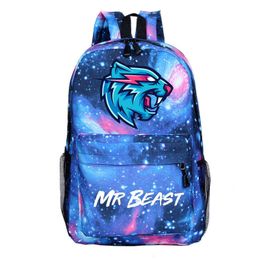 Mr Beast Lightning Cat School Bagpacks Men Shoulder Mochila for Boys Girls Teens Cartoon Backpack Students Knapsack Laptop Bag