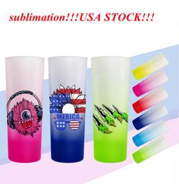 USA warehouse sublimation 3oz shot glasses tumbler gradient Wine Glasses Heat Transfer Printing Frosted cup