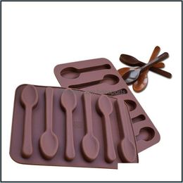 Non-Stick Sile Diy Cake Decoration Moulds 6 Holes Spoon Shape Chocolate Jelly Ice Baking Mod 3D Candy Mould Drop Delivery 2021 Mods Bakeware K