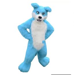 Long-hair Husky Dog Fox Mascot Costumes Halloween Fancy Party Dress Cartoon Character Carnival Xmas Easter Advertising Birthday Party Outfit