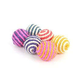 Cat Toys 1pcs Pet Sisal Rope Weave Ball Teaser Play Chewing Rattle Scratch Catch Chew Toy Funny Colourful Supplies