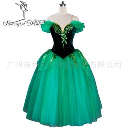 Romantic Green World Ballet Competiton Long Tutu Dress Women Professional Performance Ballerina Dress Girls BT9070