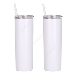 DIY Sublimation Tumbler Blank 20oz Stainless Steel Straight Insulated Tumblers Cups White Beer Coffee Mugs Sea Shipping 50pcs DAF471