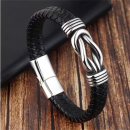 Men's Leather Bracelet Stainless Steel Combination for Birthday Commemorative Gifts Deluxe Irregular Graphic Accessories bracelet GC1287