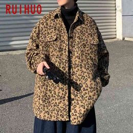 RUIHUO 2022 Spring Leopard Print Coat Men Jacket Clothing Bomber Korean Style Clothes Hip Hop Streetwear Windbreaker Man M-2XL T220816