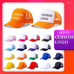 Berets 1pc Custom Brand LOGO Text Design Personality DIY Trucker Hat AD Baseball Cap Men Women Blank Mesh Adjustable HatBerets Davi22