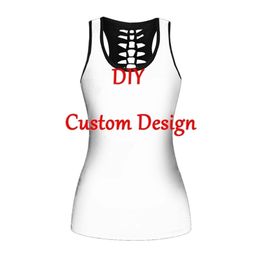 DIY Custom Design beach summer 3D Printed womens sexy tank tps Casual HOllow Out vest Women Fashion Drop 220704gx