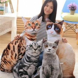 50/75 cm Simulation Plush Cat Pillows Soft Stuffed Animals Cushion Sofa Decor Cartoon Plush Toys for Children Kids Gift LJ201126