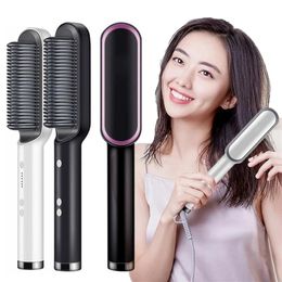 Men Beard Straightener Multifunctional Hair Brush Ceramic Curler Iron Comb Smoothing brush Tools 220623