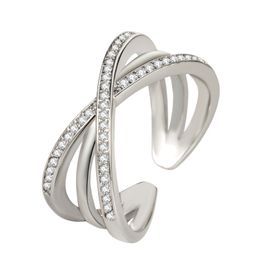 White gold simple silver ring geometric beads suitable for women's creative geometric lines intertwined winding ring